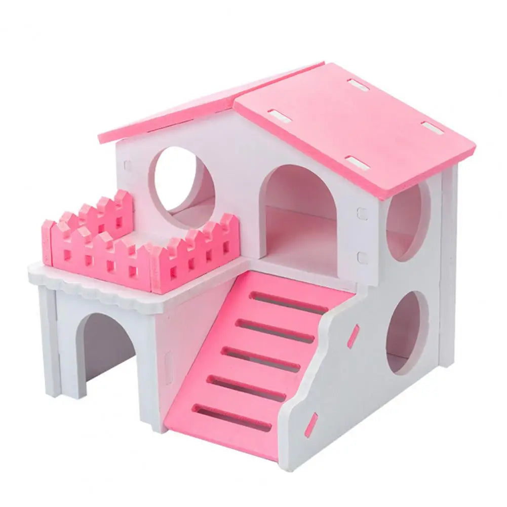 Hamster House Breathable Layers Wooden Small Pets Hideout Safe Double Leisure Guinea-pig Living Hut Small Animal Training Toy