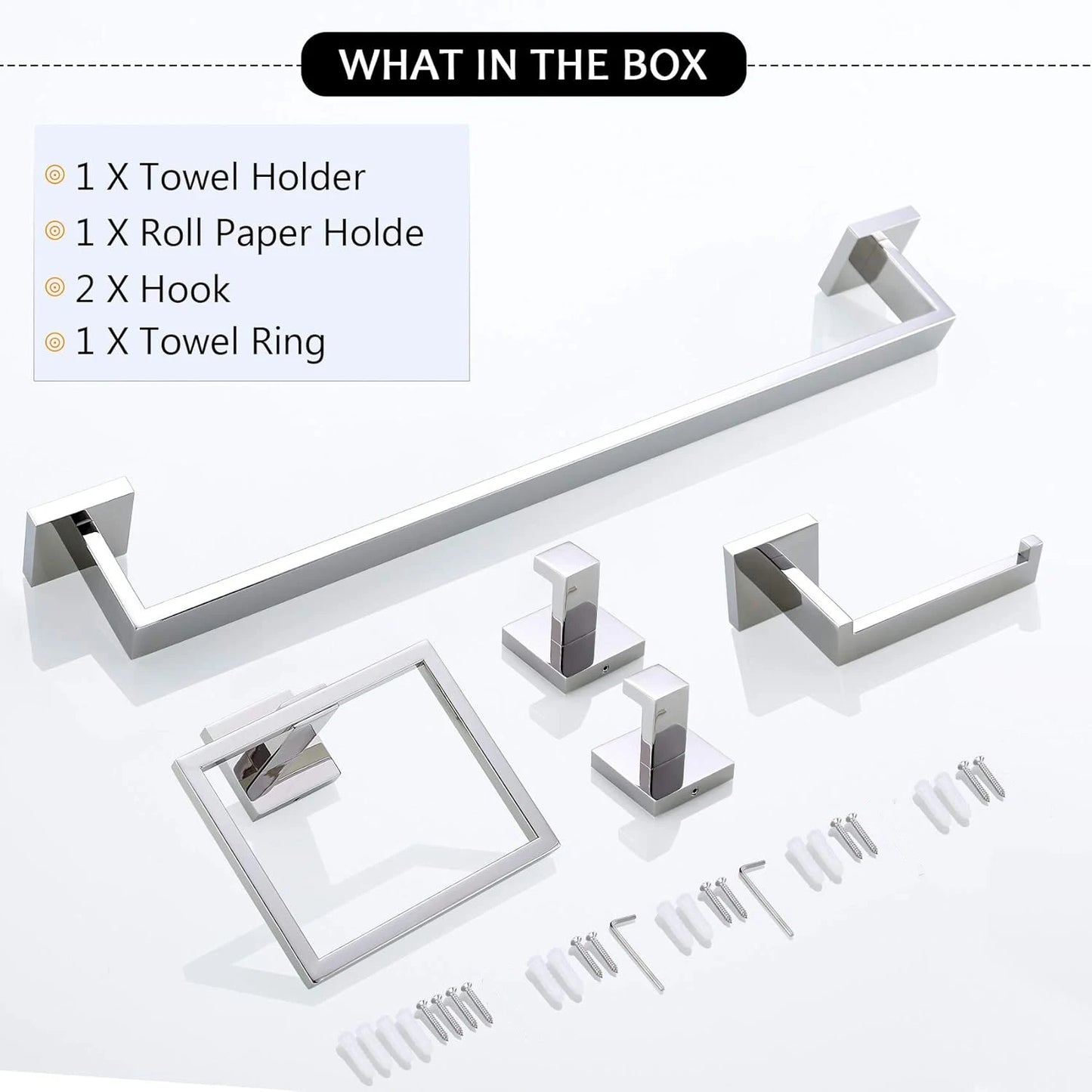 Bathroom Towel Rack Set Towel Bar Toilet Paper Holder Towel Ring Robe Hook Stainless Steel Wall Mounted Bathroom Hardware Set