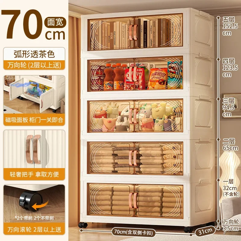 Household Wardrobe Clothes Cupboards Double Storage Cabinet Children Clothes Closet Snacks Living Room Plastic Shelves Bedroom