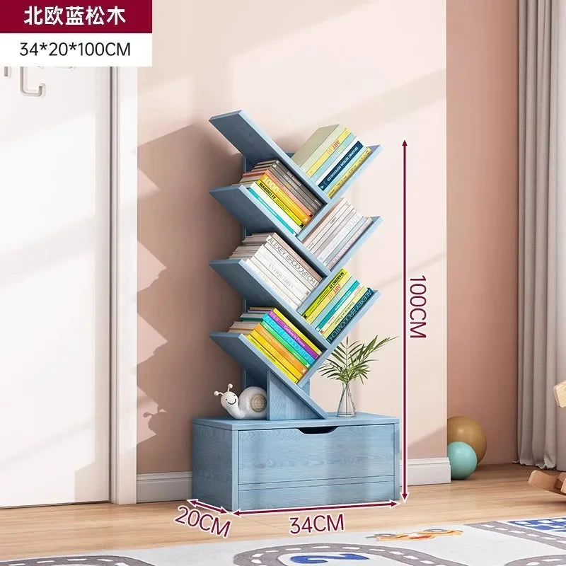 Bookshelf,Floor Standing Storage Rack,Living Room Tree Shaped Bookshelf Against The Wall,Multi-layer Narrow Seam Storage Cabinet