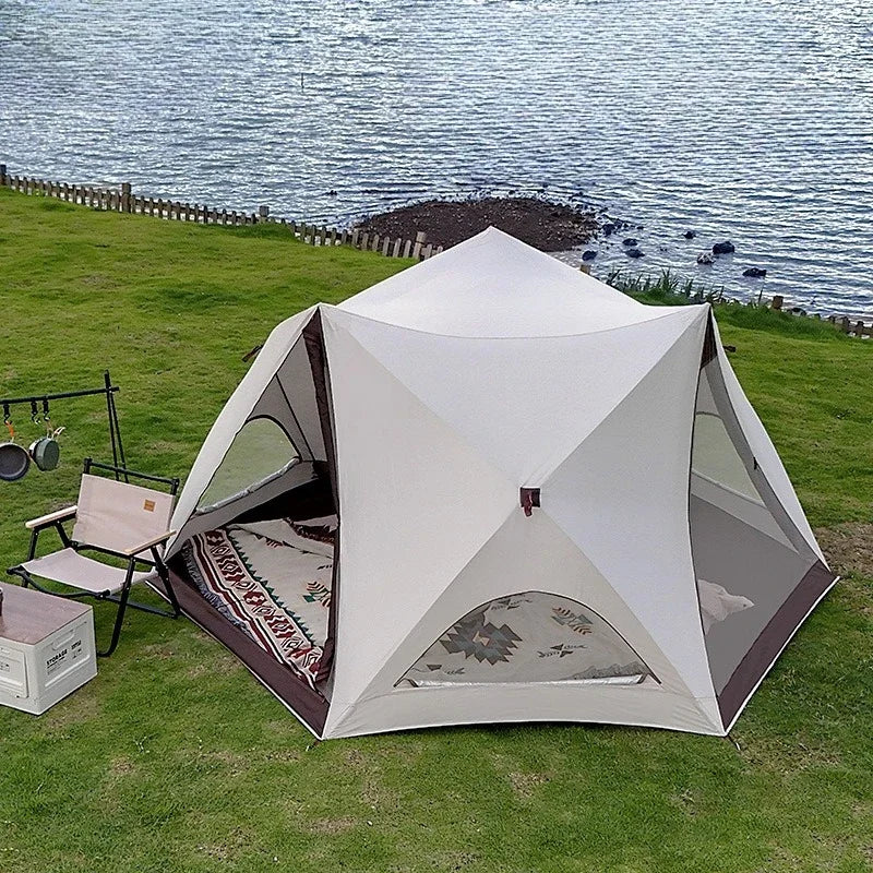 Seaside Beach Park Quick Open Tent Outdoor Portable Folding Camping Tent Equipment Full Set of Sunshade and Rainproof