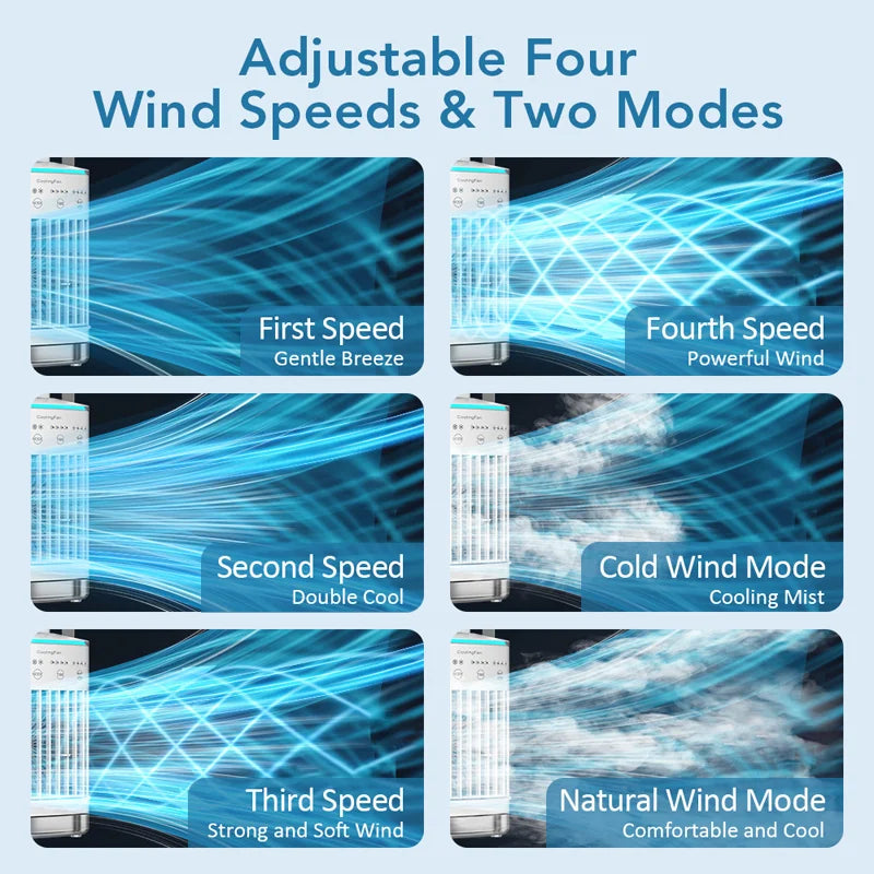Small electric fan with water and ice office air conditioning fan refrigeration portable air-conditioning fan desktop mini
