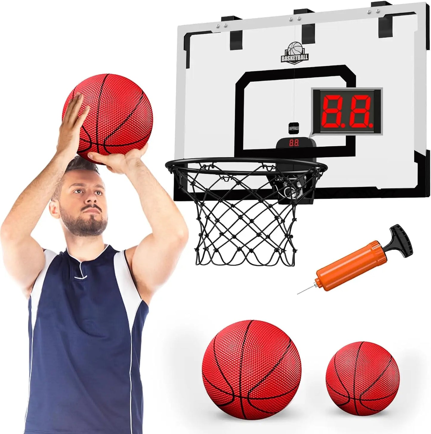 Indoor Basketball Hoop Set for Adults,Family Basketball Game for Door & Wall,Gift for Teens, and Adults,Halloween/Christmas