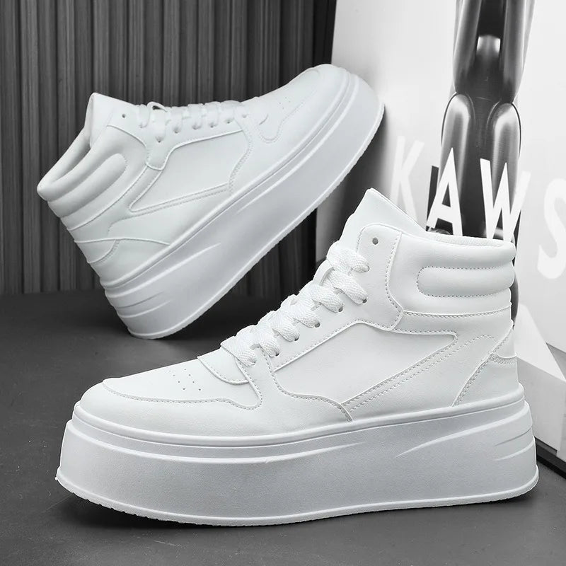 Men's Shoes Spring White Platform Comfortable Casual Shoes Man Trend Anti Slip Sneakers 2025 Fashion Thick Soled Shoes Zapatos