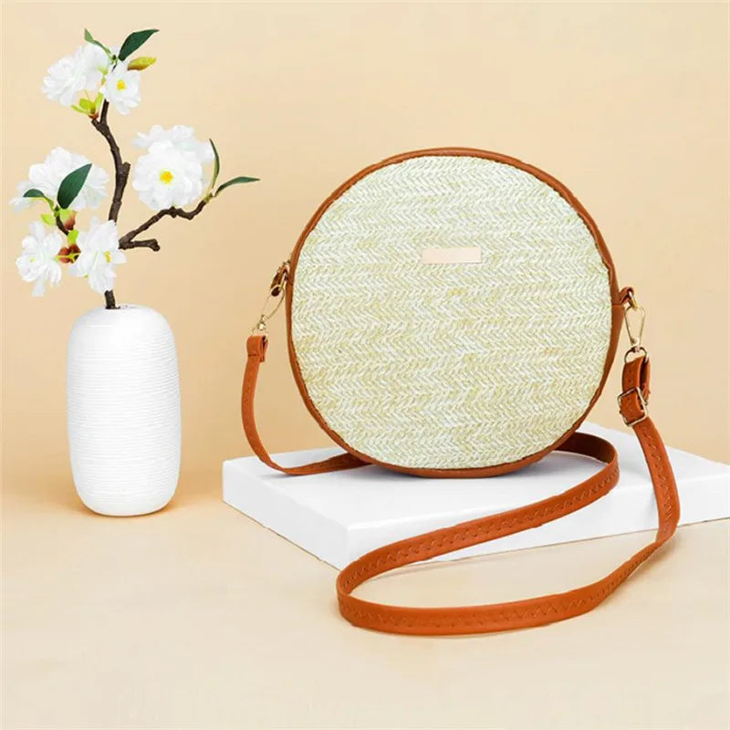 Women's Handbag, Pastoral Style Woven Bag, Vintage Casual Straw Weaving Single Shoulder Bag, Summer Beach Vacation Crossbody Bag