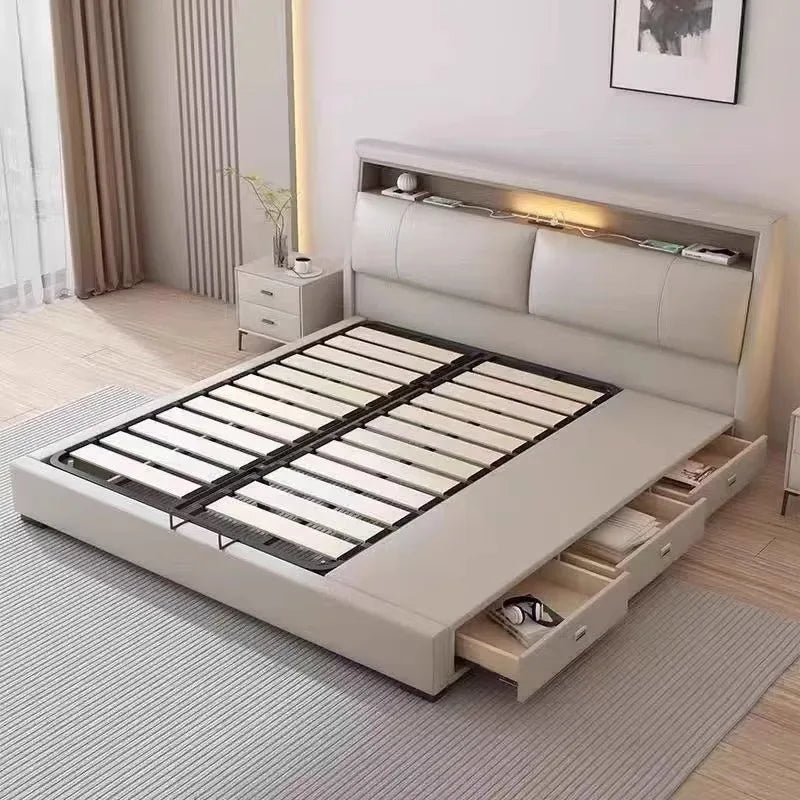 Nordic Twin Bed Unique Upholstered Headboards Luxury Bed Modern Queen Camas De Matrimonio Dormitorio Bedroom Set Furniture