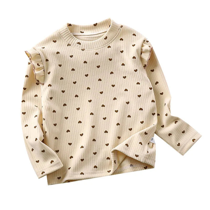 2-10T Baby girl clothes Long Sleeved Undershirt Cute Floral Dots T-shirt Sweet Children girl blouse