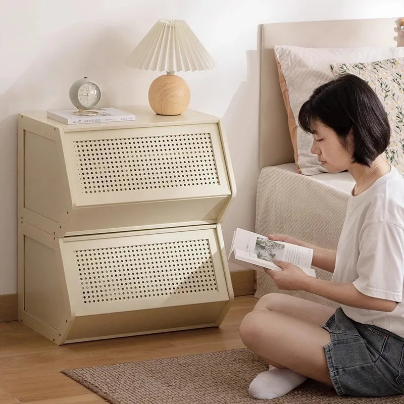 Multi functional stackable storage cabinet with lid, miscellaneous storage box, household storage box, bedside cabinet
