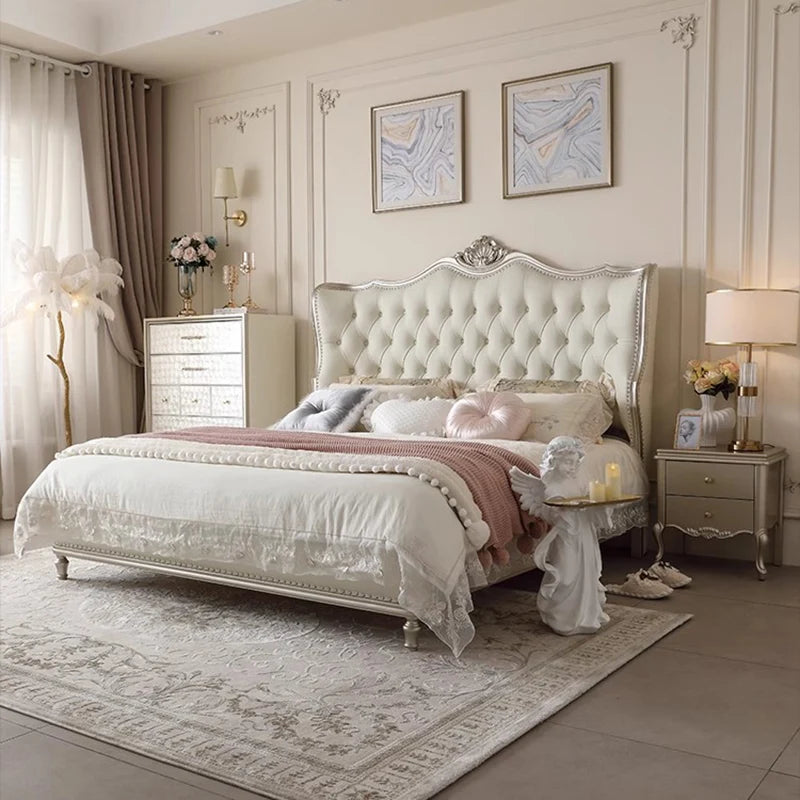 Double Modern Beds Wooden Floor Space Saving Comfortable Beds Soft Design Large Camarotes Para Dormitorio House Accessories