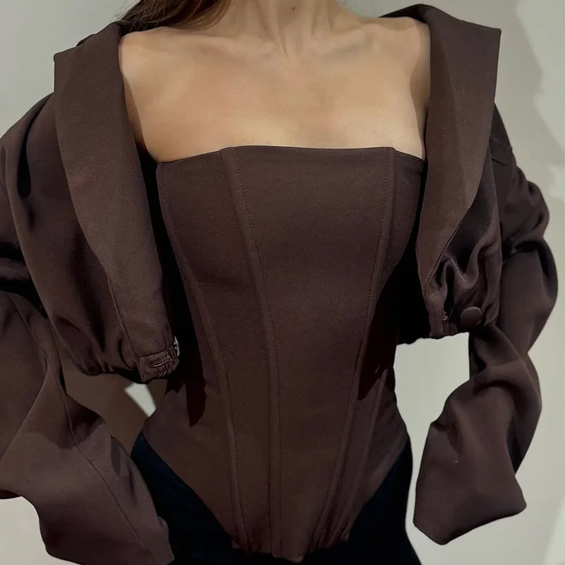 European and American women's clothing 2025 autumn new fashion short style small suit jacket irregular vest two-piece set