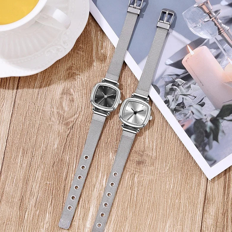 Women's Watches are Fashionable, Simple, Compact, Exquisite and Elegant Mesh Strap Small Square Watches, Can Be Customized