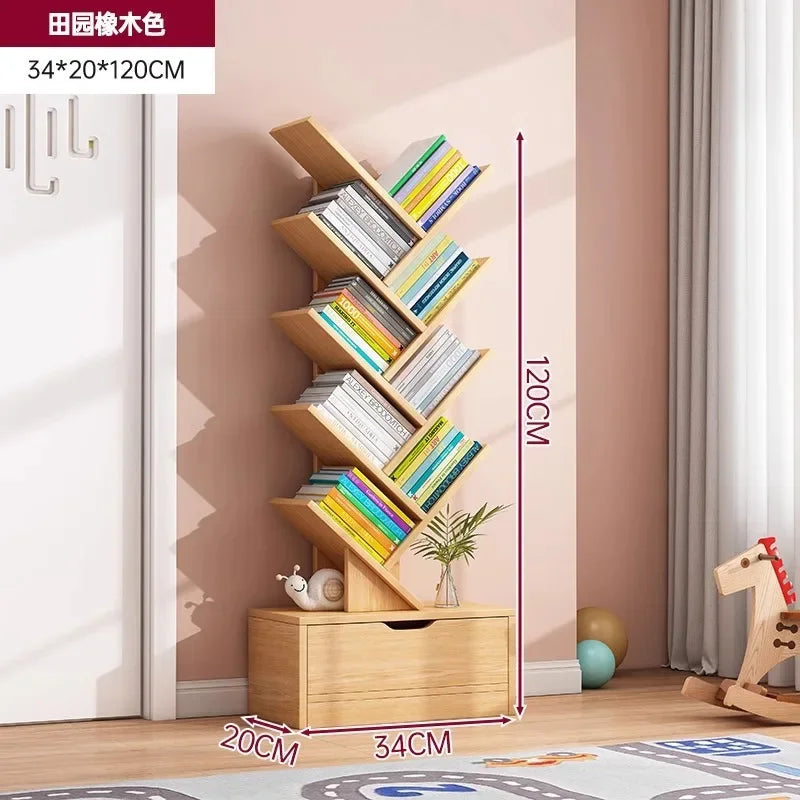 Bookshelf,Floor Standing Storage Rack,Living Room Tree Shaped Bookshelf Against The Wall,Multi-layer Narrow Seam Storage Cabinet