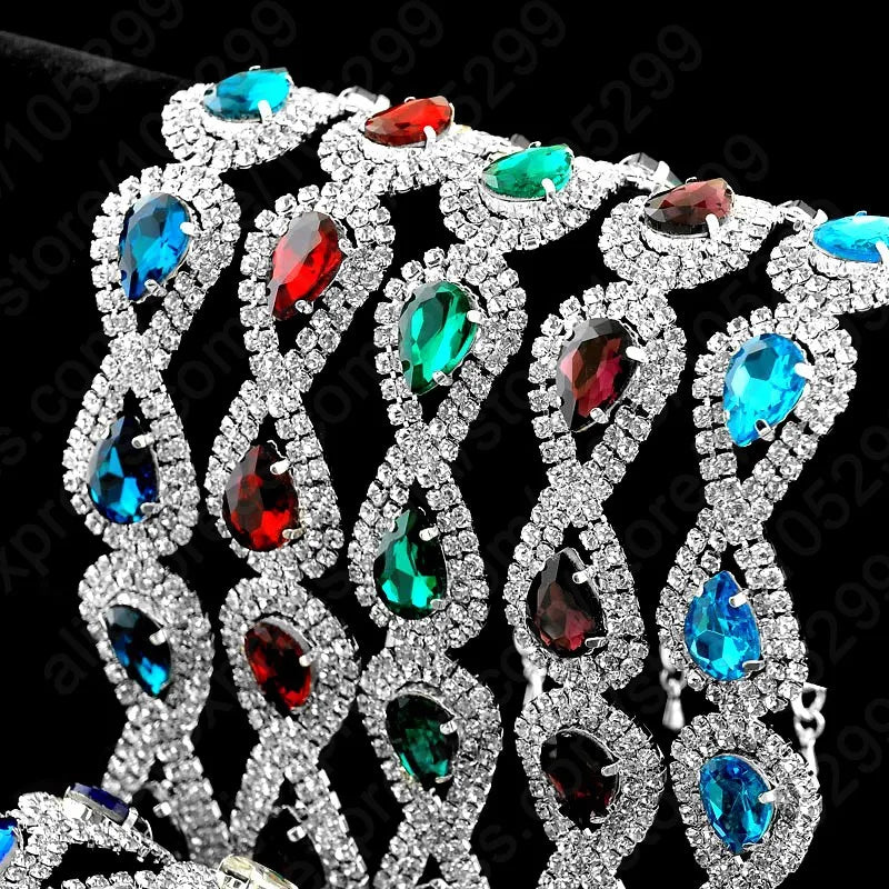 Luxury Wedding Woman Jewelry 100% 925 Sterling Silver Shiny Water Drop Element Austrian Crystal Fashion Bracelets