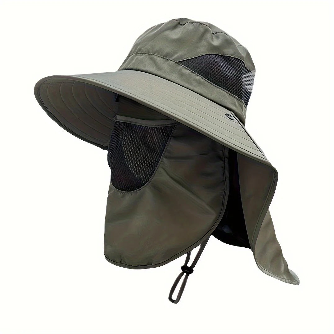 Outdoor Hunting Fishing Cap Breathable Sun Wide Brim UV Protection Fisherman Hat Hiking Fishing Visor Hat with Removable Mask