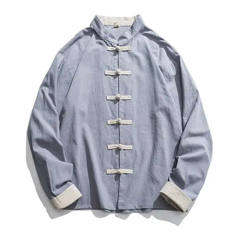 Mens Traditional Chinese Clothing Spring Autumn Solid Tang Suit Men Kung Fu Tai Chi Master Costume Male Tops Jackets Gift