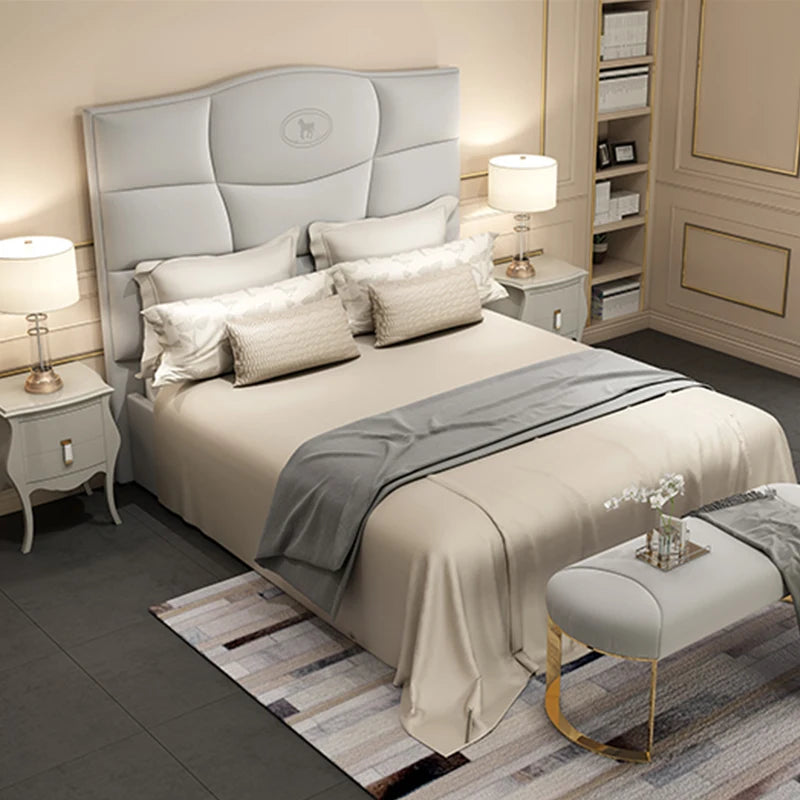 Italian design soft fabric or leather king & queen sizes bedroom beds bedding set luxury double hotel bed