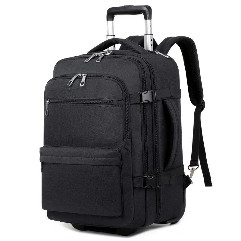 Rolling Backpack Carry On Luggage, Travel Laptop Backpack with Wheels for Men Women, Water Resistant Wheeled Rucksack Bag