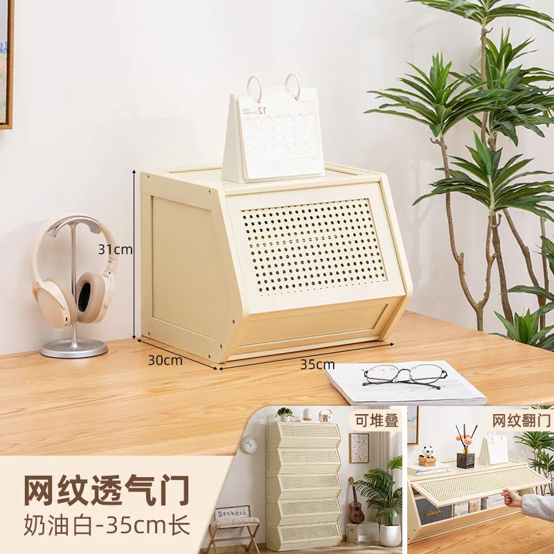Multi functional stackable storage cabinet with lid, miscellaneous storage box, household storage box, bedside cabinet
