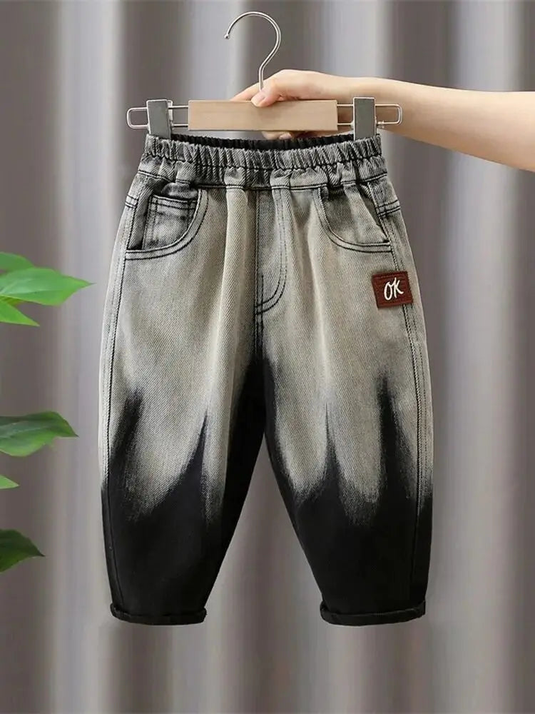 Baby Boy Jeans Spring and Autumn Children's Rascal Handsome Casual Pants Kids Trousers
