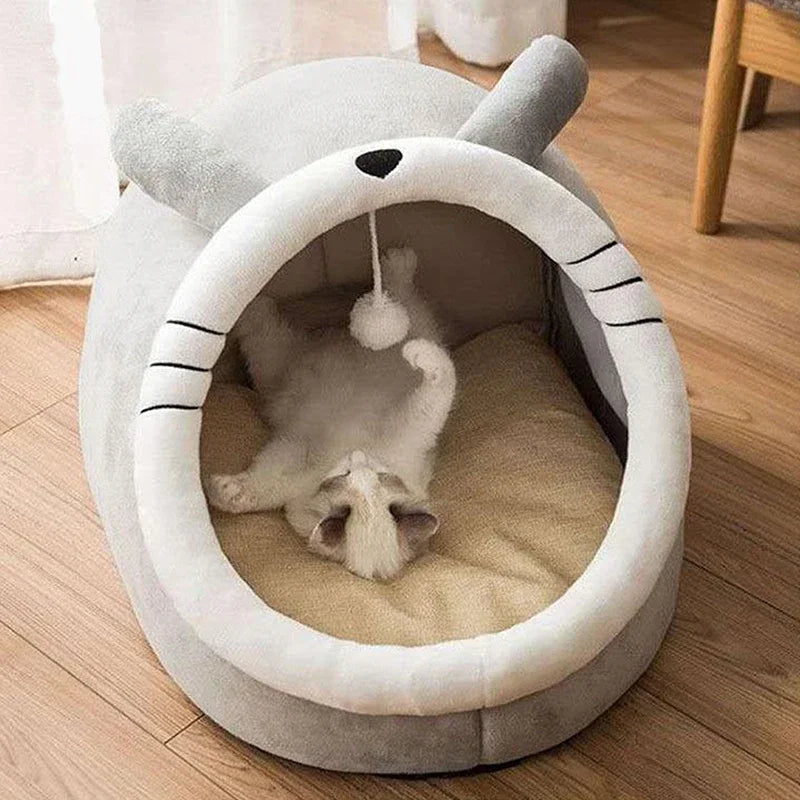 Cartoon Deep Sleep Cat Bed Pet Bed Foldable Removable Washable Pet Sleeping Bed for Small Dog Mat Bag Cave Cats Bed Pet Supplies