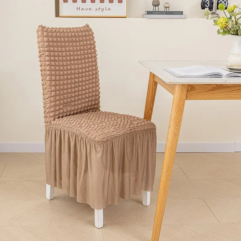 High Quality Seersucker Chair Cover For Dining Room Banquet Chair Slipcover Stretch Chair Skirt Elastic Wedding Chair Decoration