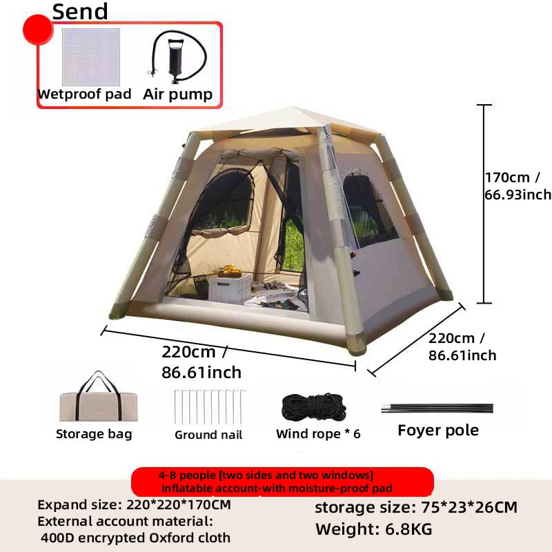 Large Family Air Tent 4-6 Person Garden Waterproof Camping Hiking Trip Suitable Tents Outdoor Shelter
