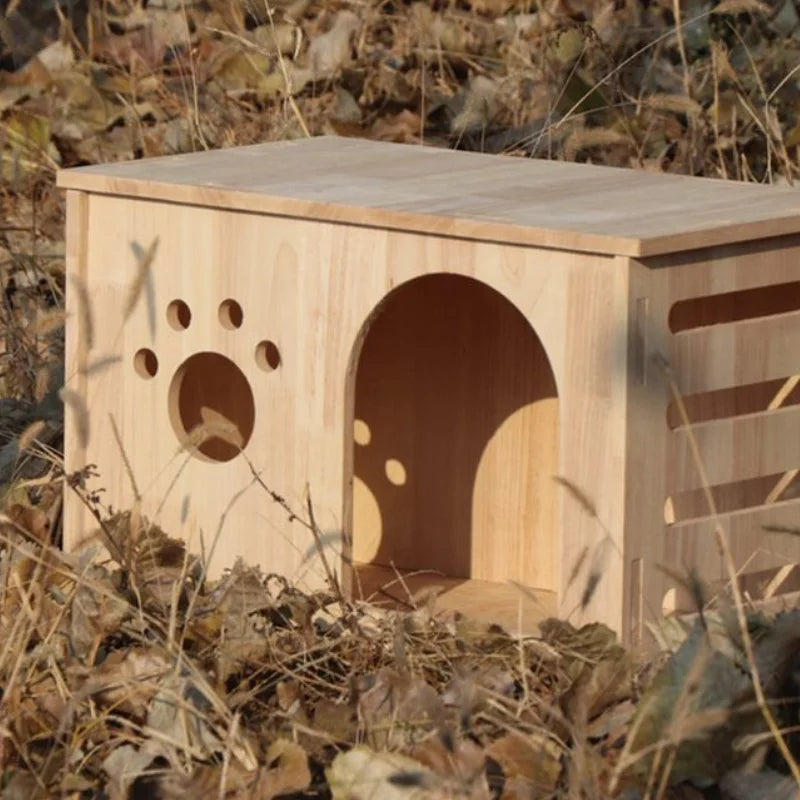Solid Wood Cat House Large Wooden Dog House Small Dog Luxury Home Ventilated and Breathable Cat House Pet Nest