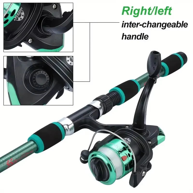 Fishing Pole Set Full Kits With Telescopic Fishing Rod And Spinning Reel Baits Hooks Travel Pole Set Bait, hook, tackle set
