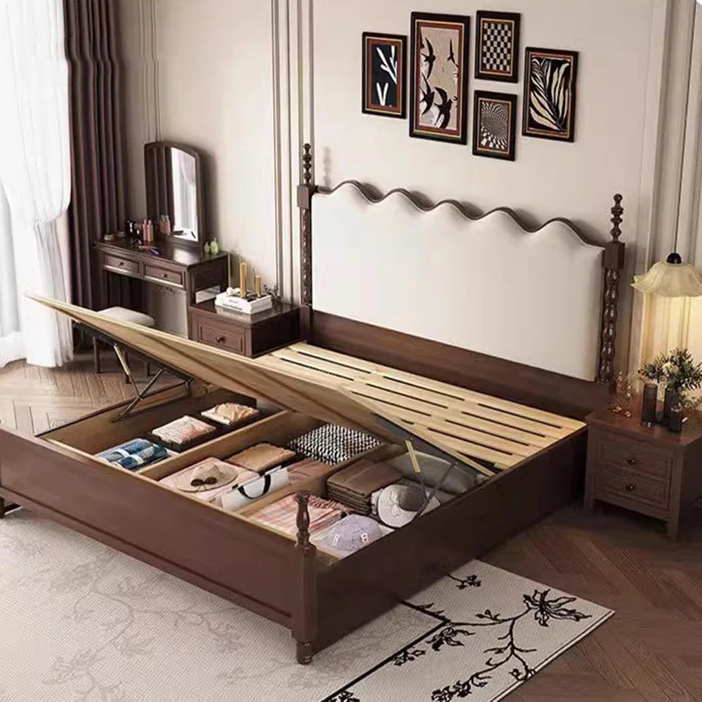 Drawers Under Storage Bed Frames Queen Sized Minimalist Upholstery Bed Bedside Table Luxury Letto Matrimoniale Home Furniture