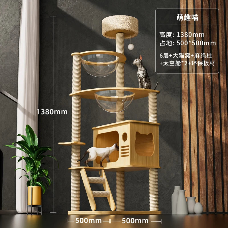 Tree Tower House for Large Cats, Claws, Sofa Protection, Cats with Scrapers, Wooden Cat Scratcher, Beds and Furniture