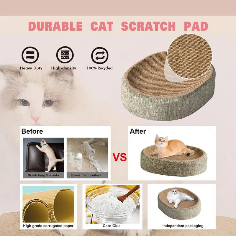 16.14x12.2x3.93 Sturdy Pet Sleeping Mat For Indoor Cat Bed 2 in 1 Scratcher Mat Cat Bed Oval Cat Scratcher Pad