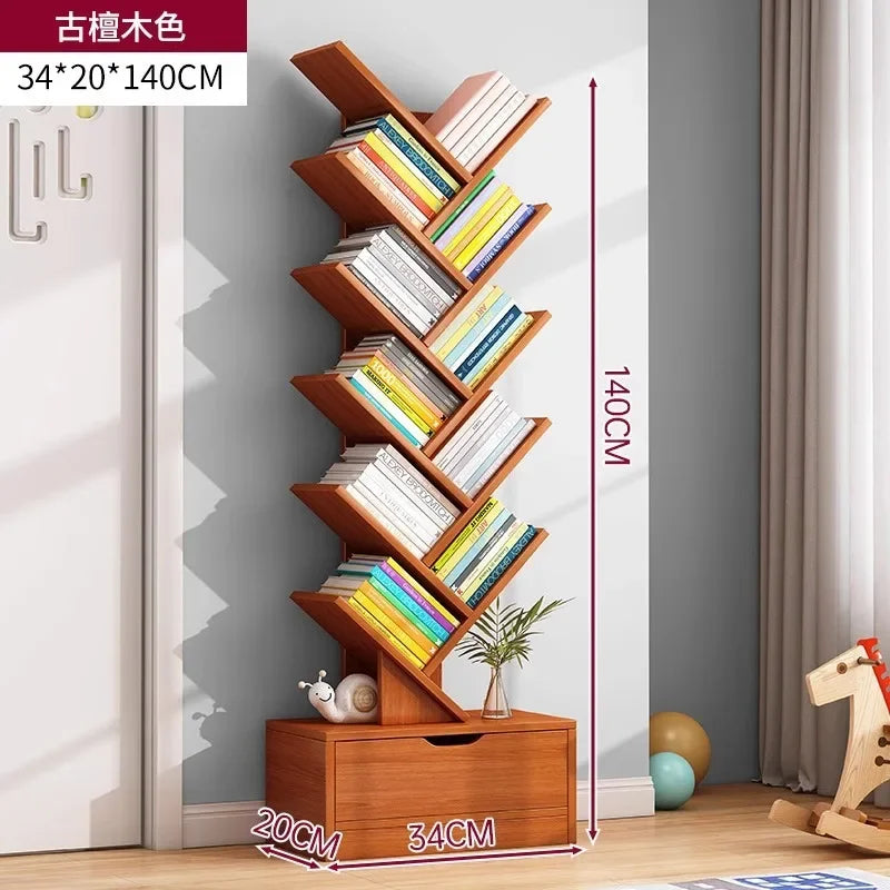 Bookshelf,Floor Standing Storage Rack,Living Room Tree Shaped Bookshelf Against The Wall,Multi-layer Narrow Seam Storage Cabinet