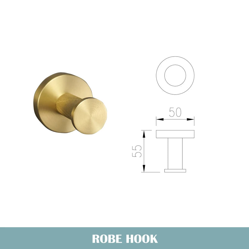 Bathroom Accessories Towel Ring Bar Hanger Cloth Robe Hook Toilet Tissue WC Paper Holder Bathroom Hardware Kit Brushed Gold