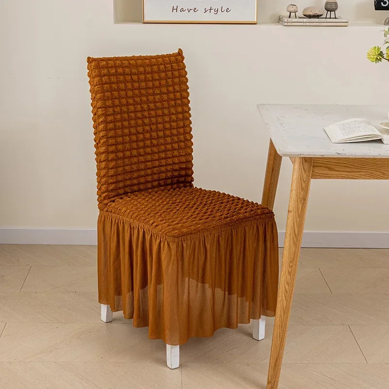 High Quality Seersucker Chair Cover For Dining Room Banquet Chair Slipcover Stretch Chair Skirt Elastic Wedding Chair Decoration
