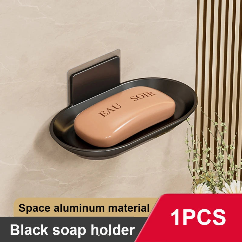 Bathroom Aluminum Alloy Soap Dish Free-Punching Wall Mounted Soap Sponge Holder Organizer Accessories Kitchen Soap Holder