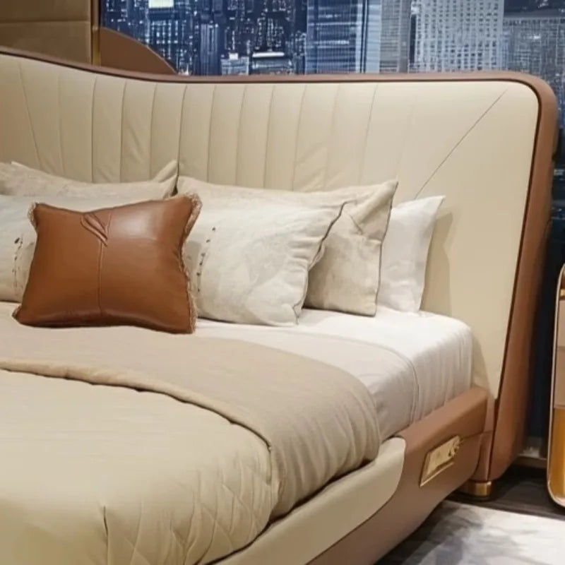 Fashionable King Size Bed Frame Luxury Designr Dream Bedroom Cozy Large Sleeping Area Perfect Restful Nights Home Decoration