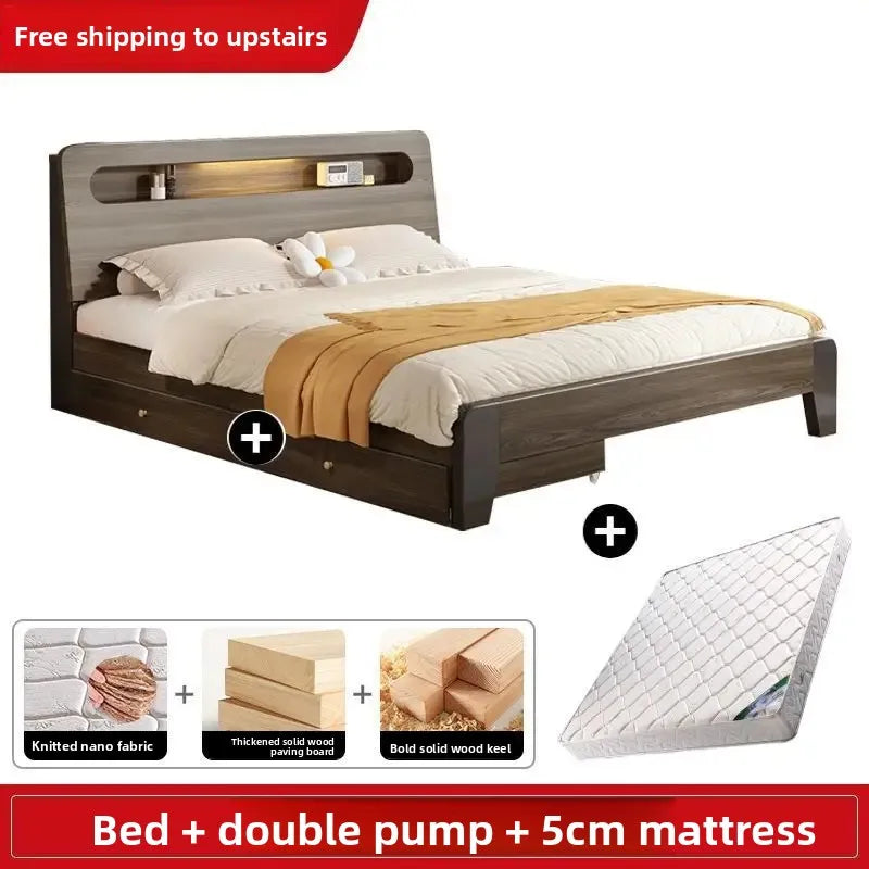 Solid Wood Bed, Single Bed, Simple Bed, Multiple Sizes To Choose From, Suitable for Bedrooms and Rental Houses