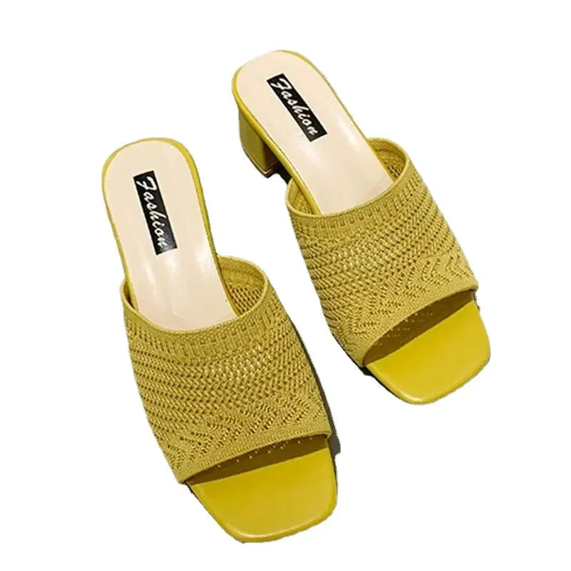 Women Slippers Closed Toe Comfort Slippers Women Fashion Outdoor Sandals Women Medium Heel Slippers