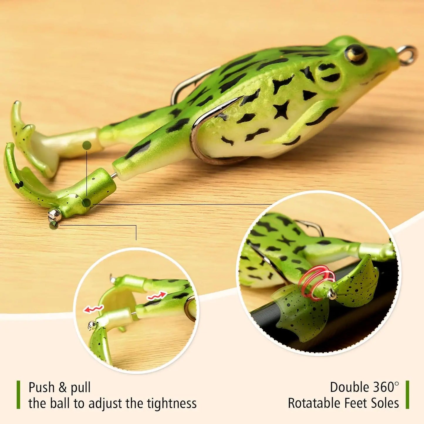 Topwater Frog Lure Bass Trout Fishing Lures Kit Set Realistic Prop Frog Soft Swimbait Floating Bait with Weedless Hooks
