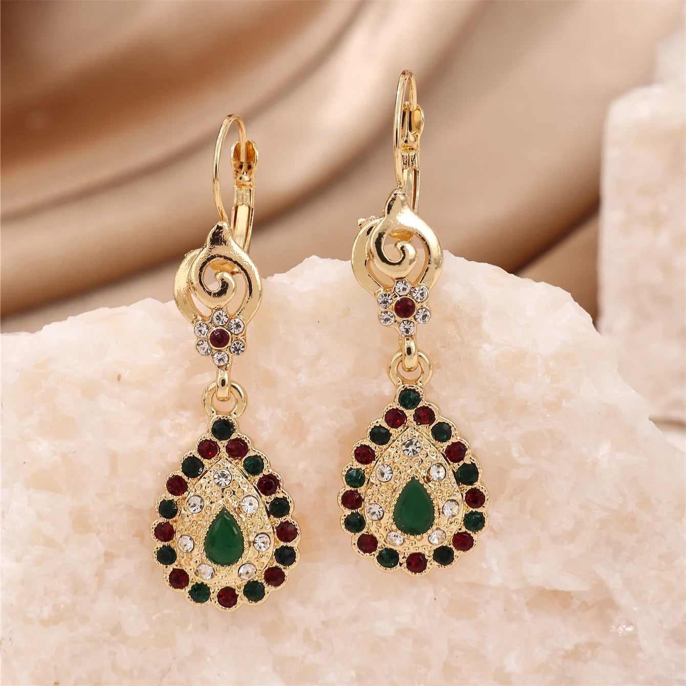 Moroccan Popular Lady Jewelry Beautiful Pink Rhinestones Earring Girls gift