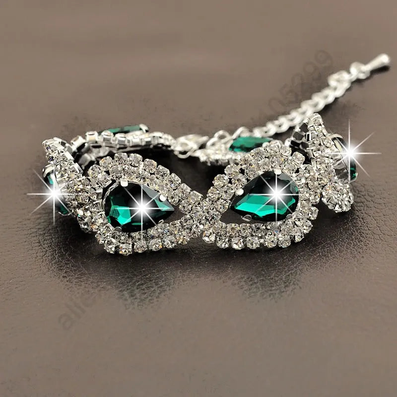 Luxury Wedding Woman Jewelry 100% 925 Sterling Silver Shiny Water Drop Element Austrian Crystal Fashion Bracelets