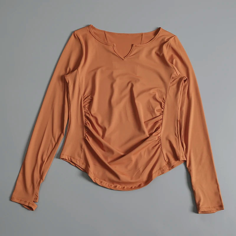 Yoga clothing for women quick-drying fitness clothing sports tops for spring and summer Pilates training long-sleeved V-neck