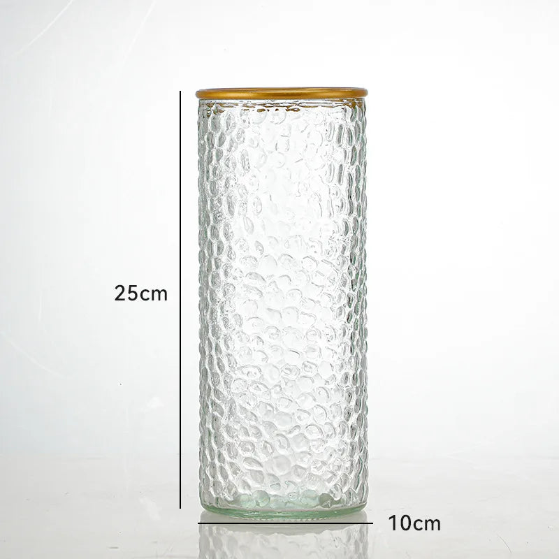Stripe Glass Vases Flower Bottle Simple Vase Decoration Creative Primary Color Glass Water Nourishing Vase Living Room Table Dec