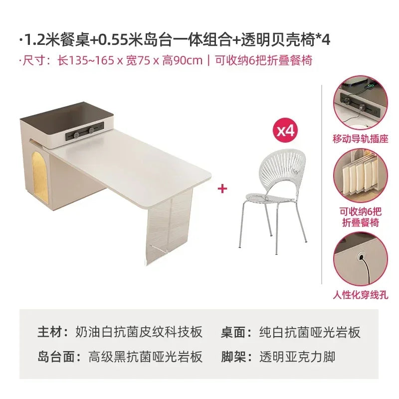 Kitchen Island Dining Table Integrated Retractable Stone Plate Household Small Apartment