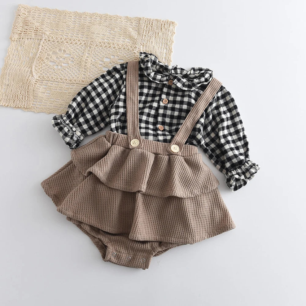 New Baby Girl Clothes 0 to 3 6 9 12 18 24 Months Cotton Set Long Sleeve Toddler Girls Outfits Floral Ruffles Shirts Romper Dress