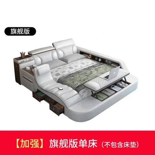 Queen Nordic Bedroom Bed Frame Master Smart King Double Bed Frame Multifunctional Luxury Letto Matrimoniale Home Furniture