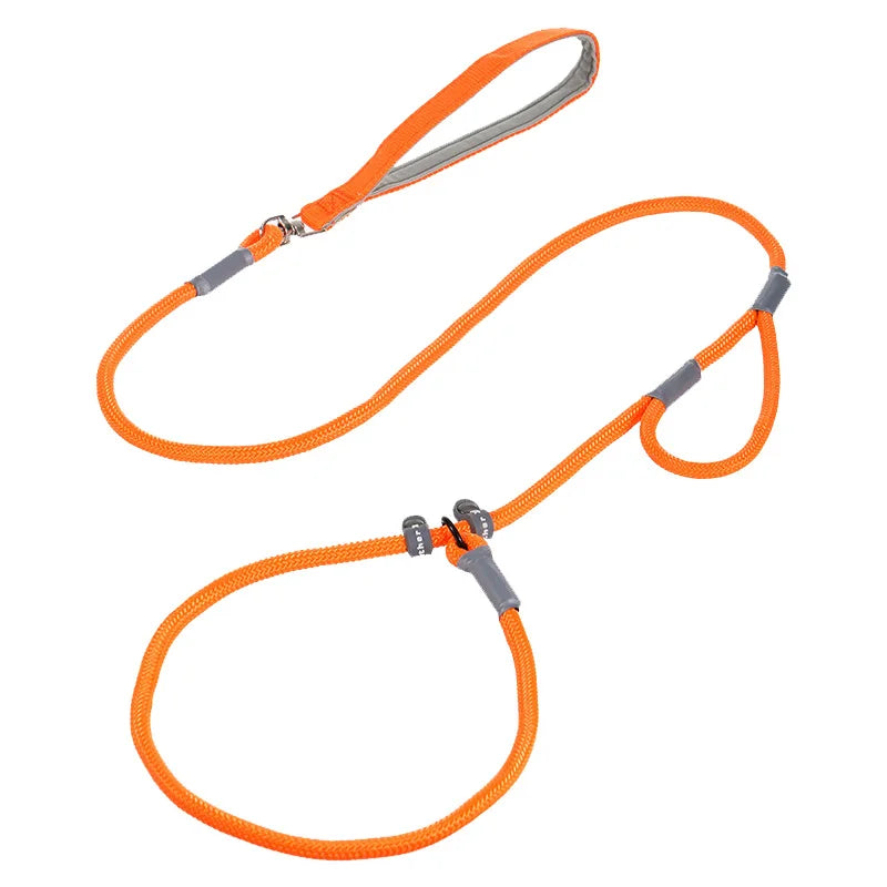 Dog Collar Leash Slip Chains Leads Strong Double Handle Nylon Rope No Pull Pet Training Leash Medium Dogs Puppy Traction Rope