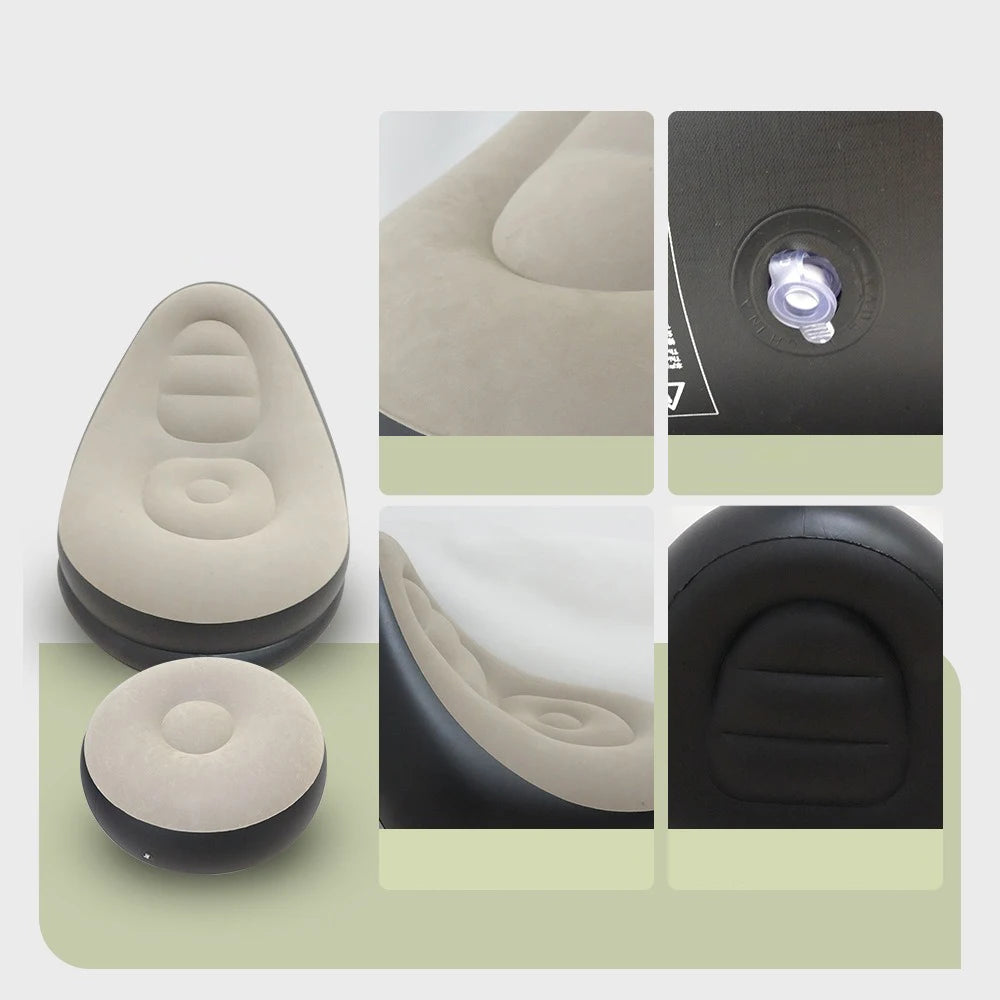Flocking Inflatable Lazy Sofa + Stool
