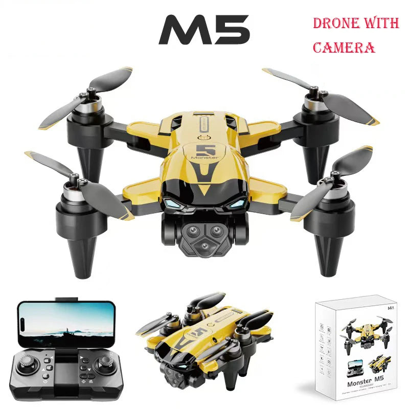 M5 Drone With HD Camera And Light Flying Plane Obstacle Avoidance Optical Flow Positioning Quadcopter R/C Toys