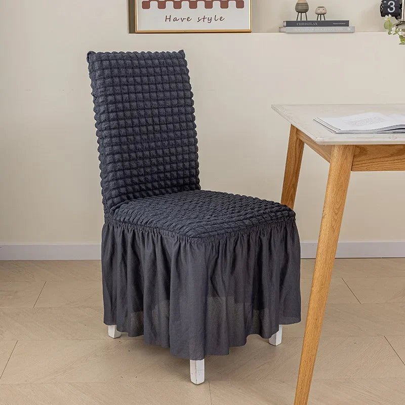 High Quality Seersucker Chair Cover For Dining Room Banquet Chair Slipcover Stretch Chair Skirt Elastic Wedding Chair Decoration